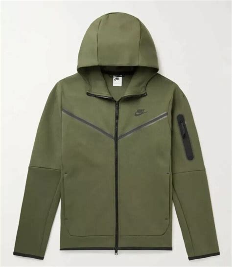 olive green Nike tech hoodie